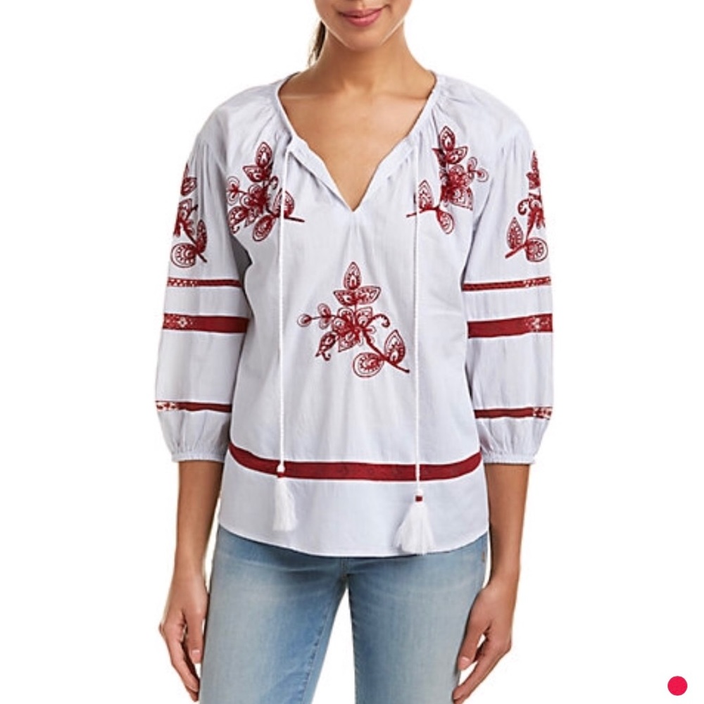 Velvet by graham spencer embroidered blouse